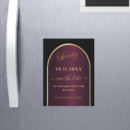 Zwarte bordeauxrode 90e verjaardag Save the Date m