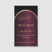 Zwarte bordeauxrode 90e verjaardag Save the Date m (Voorkant)