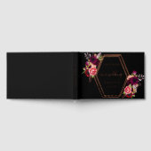 Zwarte bordeauxrood roos gouden geometrische flora gastenboek (Volledig)