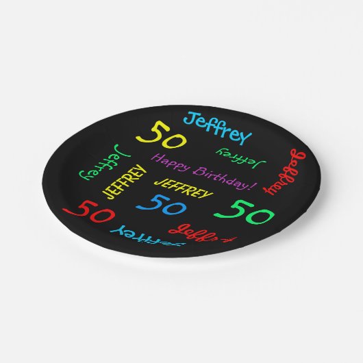 Zwarte Borden, 50e verjaardag, herhalingsnamen Papieren Bordje (Gekanteld)