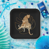 Zwarte borden van de Leopard safari Papieren Bordje (Feest)