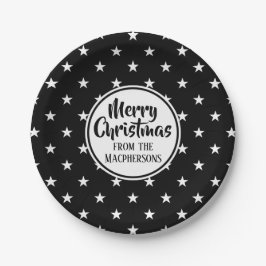 Zwarte Borden voor kerstpapier met sterren Papieren Bordje