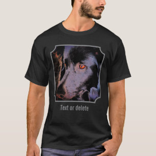 Zwarte Border Collie Hond Gezicht Abstracte Kunst T-shirt