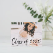 Zwarte borstel belettering klasse van 2025 Afstude Briefkaart (Staand voorkant)