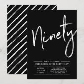 Zwarte borstel belettering negentig 90ste verjaard kaart (Voorkant / Achterkant)