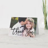 Zwarte Borstel Calligraphy Script Dankjewel Foto Bedankkaart (Voorkant)