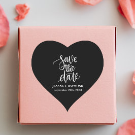 Zwarte Borstel Lettered Custom Save the Date Weddi Hart Sticker