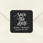 Zwarte Borstel Lettered Custom Save the Date Weddi Vierkante Sticker