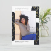 Zwarte borstel met Faux Gold Botanical Afstuderen Kaart (Staand voorkant)