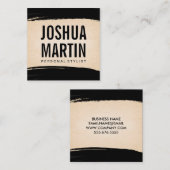 Zwarte borstel | Papiertextuur Vierkante Visitekaartje (Voorkant / Achterkant)