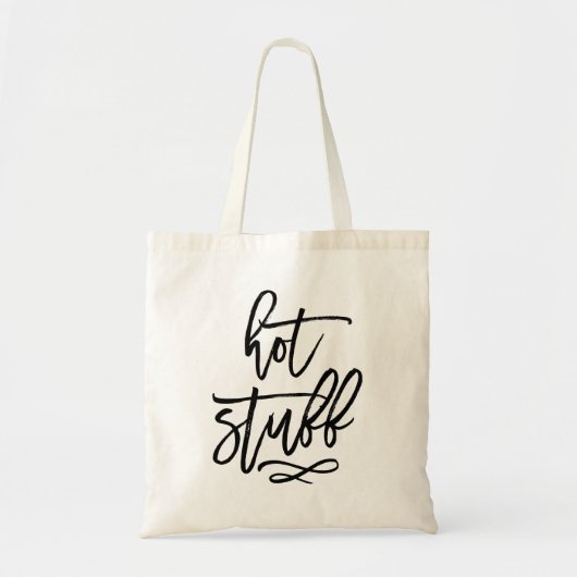 Zwarte borstel typografie Hot Stuff Canvas tas (Voorkant)