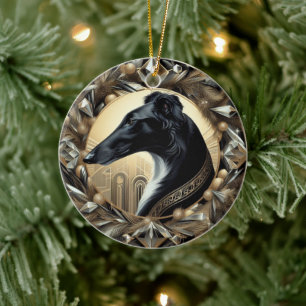 Zwarte Borzoi Schoonheid Ornament