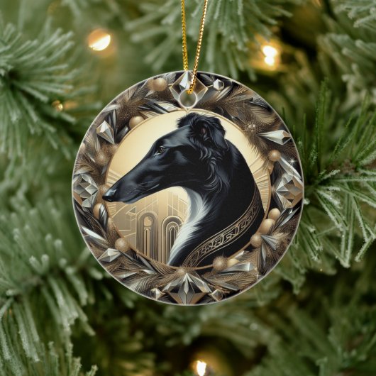 Zwarte Borzoi Schoonheid Ornament (Boom)