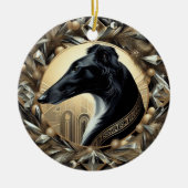 Zwarte Borzoi Schoonheid Ornament (Voorkant)