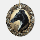 Zwarte Borzoi Schoonheid Ornament (Links)