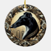 Zwarte Borzoi Schoonheid Ornament (Achterkant)