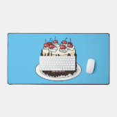 Zwarte boscake cartoon illustratie bureaumat (Keyboard & Muis)