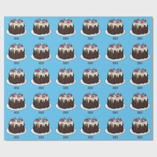 Zwarte boscake cartoon illustratie cadeaupapier (Vlak)