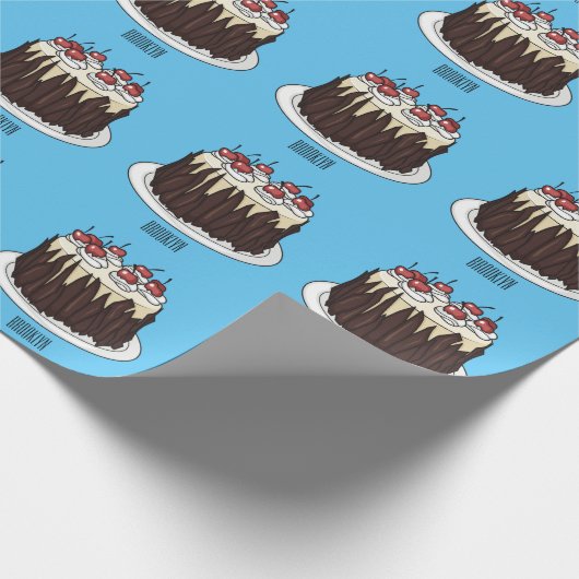 Zwarte boscake cartoon illustratie cadeaupapier (Hoek)