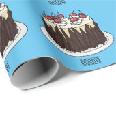 Zwarte boscake cartoon illustratie cadeaupapier (Rol Hoek)