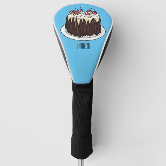 Zwarte boscake cartoon illustratie golfheadcover (Voorkant)
