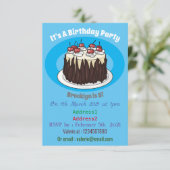 Zwarte boscake cartoon illustratie kaart (Staand voorkant)