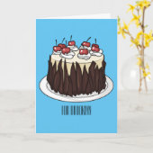 Zwarte boscake cartoon illustratie kaart (Gele Bloem)