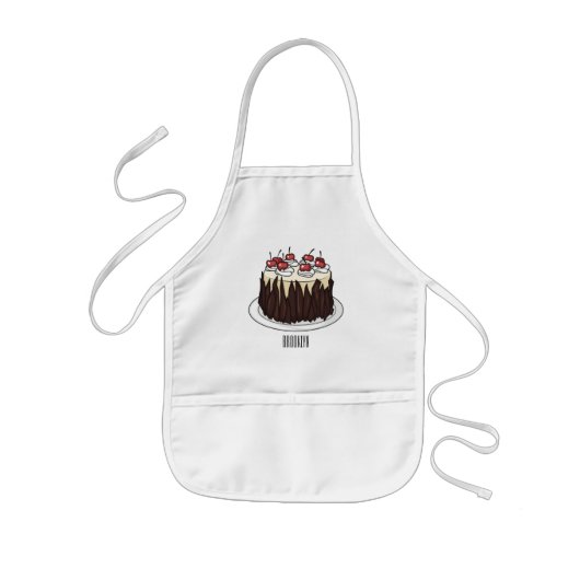 Zwarte boscake cartoon illustratie kinder schort (Voorkant)