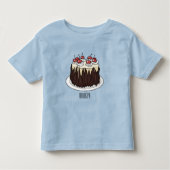 Zwarte boscake cartoon illustratie kinder shirts (Voorkant)