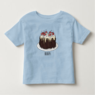 Zwarte boscake cartoon illustratie kinder shirts