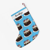 Zwarte boscake cartoon illustratie kleine kerstsok (Achterkant (Hangend))