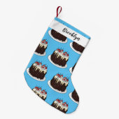 Zwarte boscake cartoon illustratie kleine kerstsok (Voorkant (Hangend))