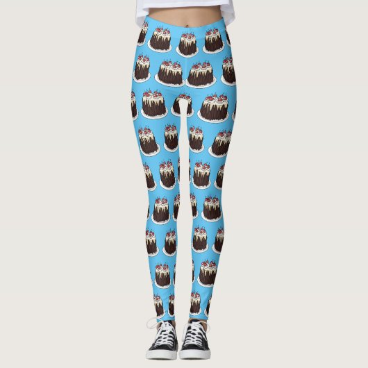 Zwarte boscake cartoon illustratie leggings (Voorkant)