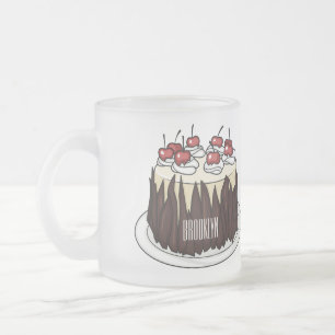 Zwarte boscake cartoon illustratie matglas koffiemok