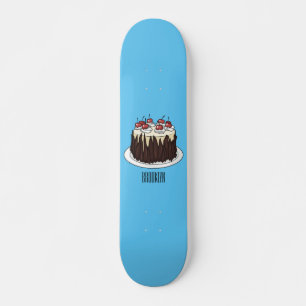 Zwarte boscake cartoon illustratie persoonlijk skateboard