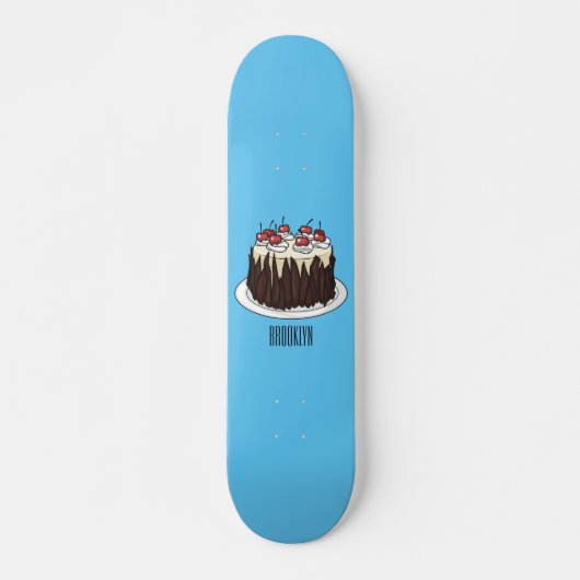 Zwarte boscake cartoon illustratie persoonlijk skateboard (Voorkant)
