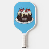 Zwarte boscake cartoon illustratie pickleball paddle (Achterkant)