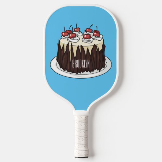 Zwarte boscake cartoon illustratie pickleball paddle (Voorkant)