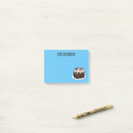 Zwarte boscake cartoon illustratie post-it® notes (Op bureau)