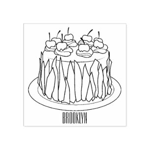 Zwarte boscake cartoon illustratie rubberstempel