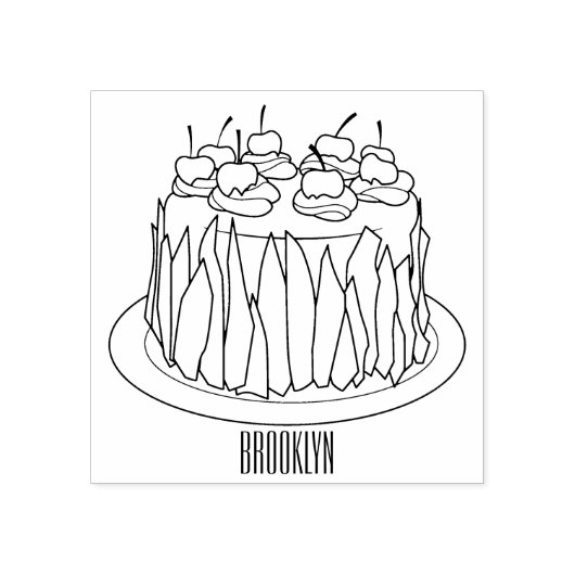 Zwarte boscake cartoon illustratie rubberstempel (Afrduk)