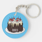 Zwarte boscake cartoon illustratie sleutelhanger (Achterkant)