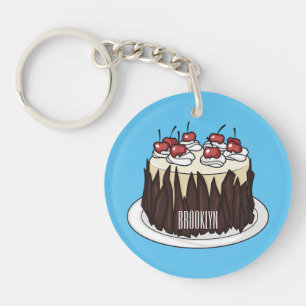 Zwarte boscake cartoon illustratie sleutelhanger