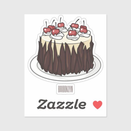 Zwarte boscake cartoon illustratie sticker (Vel)