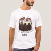 Zwarte boscake cartoon illustratie t-shirt (Voorkant)