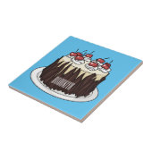 Zwarte boscake cartoon illustratie tegeltje (Zijkant)