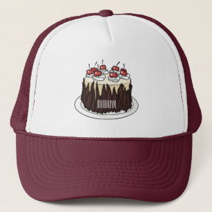 Zwarte boscake cartoon illustratie trucker pet