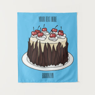 Zwarte boscake cartoon illustratie wandkleed