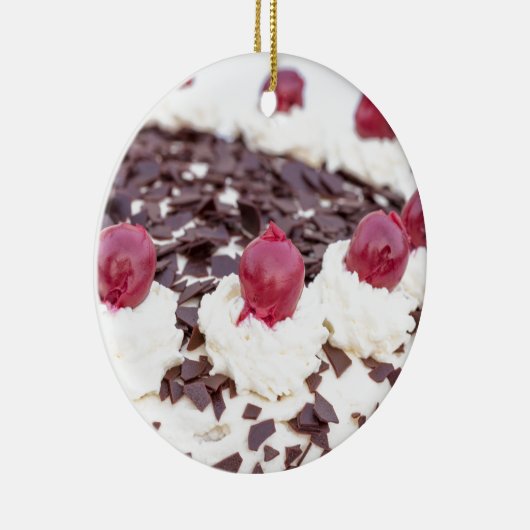 Zwarte boscake in detail met witte achtergrond keramisch ornament (Rechts)