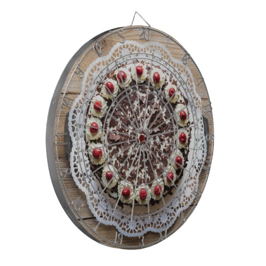 Zwarte boscake op bijthout dartbord (Voorkant Links)